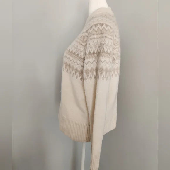 Vineyard Vines Cream Cashmere Crewneck Fair Isle Sweater M - Picture 4 of 12